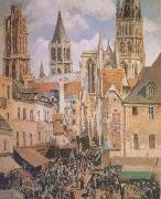 Camille Pissarro The Old Marketplace in Rouen and the Rue de I'Epicerie (mk09) oil painting reproduction